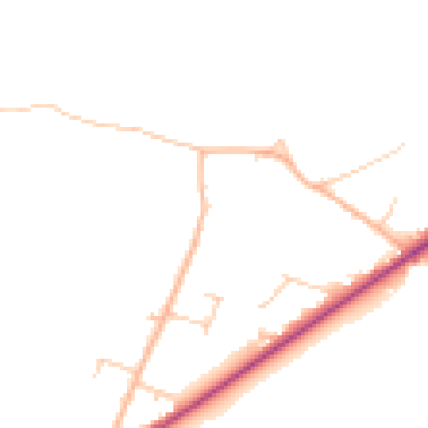 Daytime road noise heatmap for PO20 7HQ