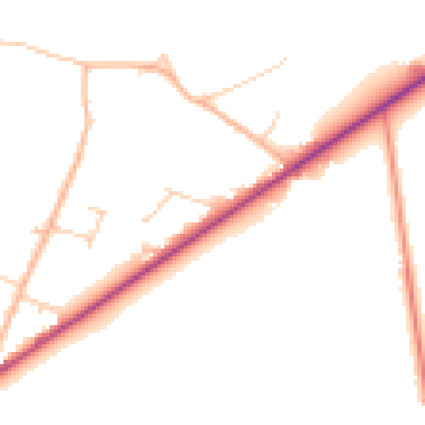 Daytime road noise heatmap for PO20 7HS