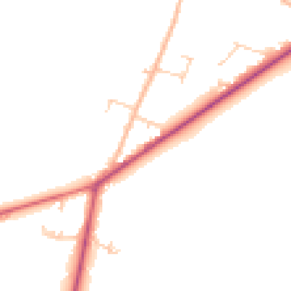 Daytime road noise heatmap for PO20 7HU
