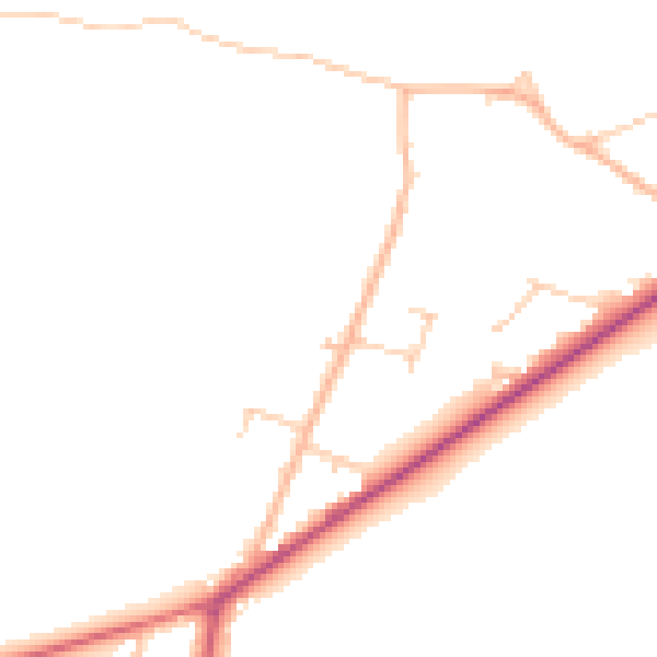Daytime road noise heatmap for PO20 7JA