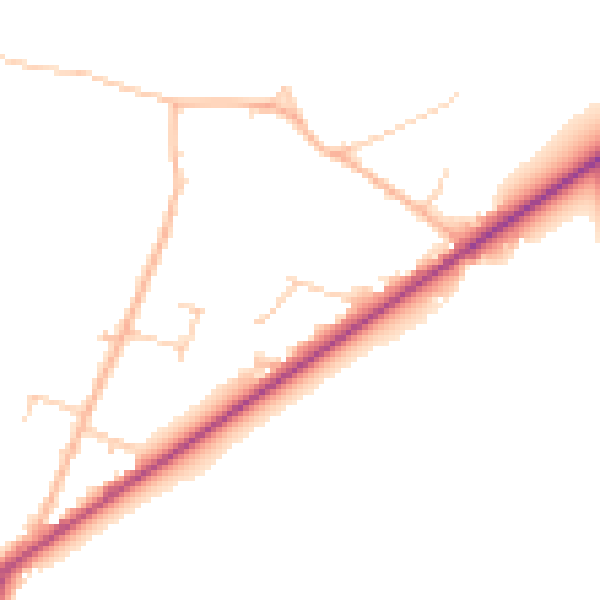 Daytime road noise heatmap for PO20 7SR