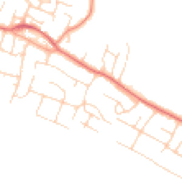 Daytime road noise heatmap for PO20 8DA