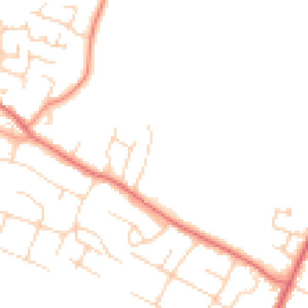 Daytime road noise heatmap for PO20 8NP