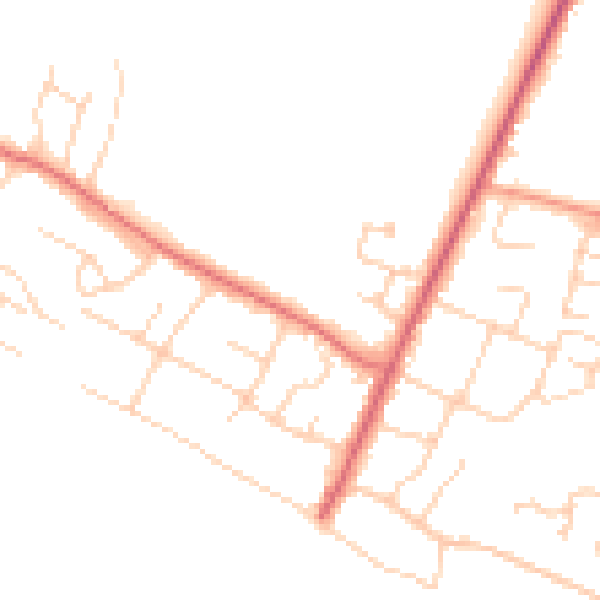 Daytime road noise heatmap for PO20 8NX