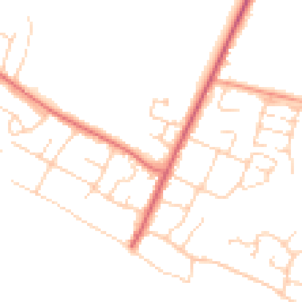 Daytime road noise heatmap for PO20 8SP