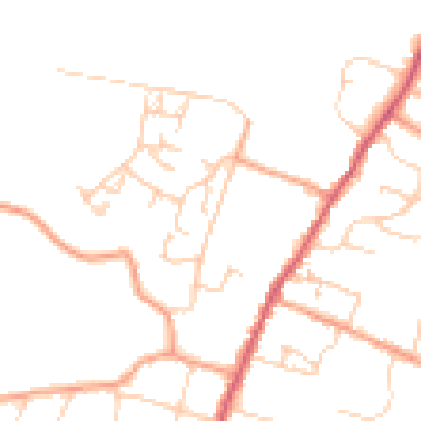 Daytime road noise heatmap for PO20 9EY