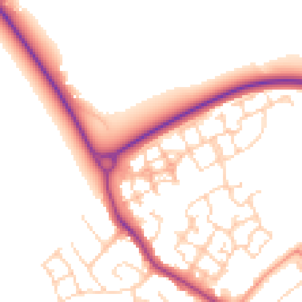 Daytime road noise heatmap for PO21 5AY