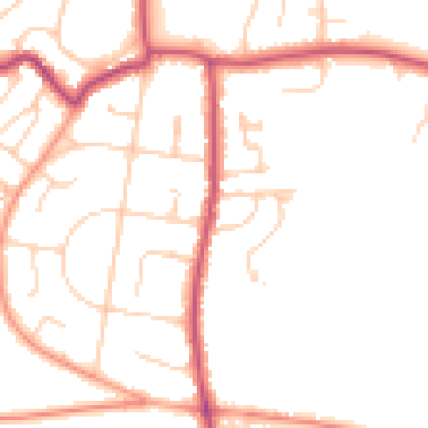 Daytime road noise heatmap for PO33 1AF
