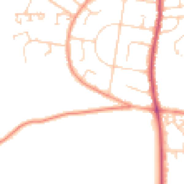 Daytime road noise heatmap for PO33 1AZ