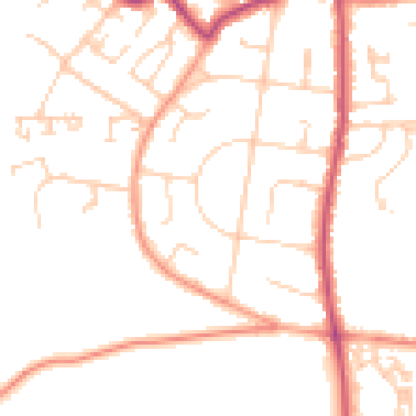 Daytime road noise heatmap for PO33 1DG