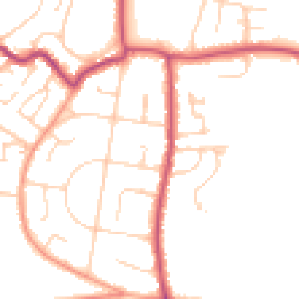Daytime road noise heatmap for PO33 1DP
