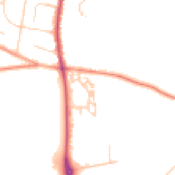 Daytime road noise heatmap for PO33 1QY