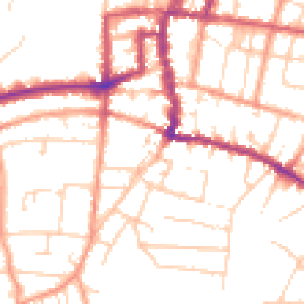 Daytime road noise heatmap for PO33 2TA