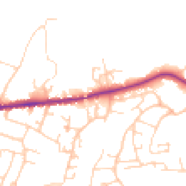 Daytime road noise heatmap for PO33 3LX