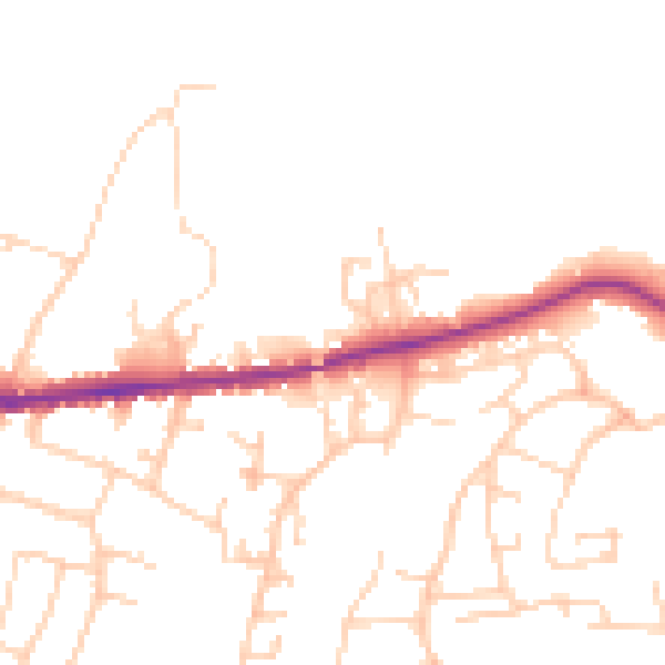 Daytime road noise heatmap for PO33 3LZ