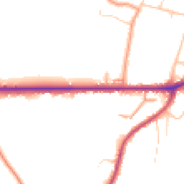 Daytime road noise heatmap for PO33 4NT