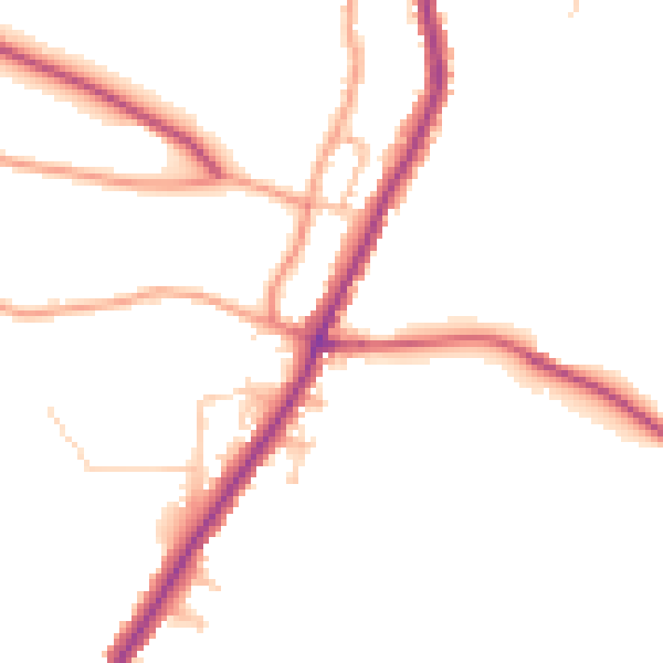Daytime road noise heatmap for PO36 0AD