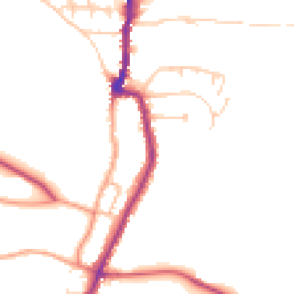 Daytime road noise heatmap for PO36 0AJ