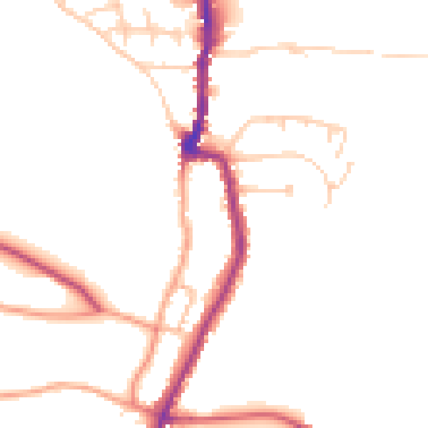 Daytime road noise heatmap for PO36 0AL