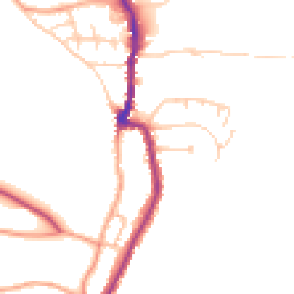 Daytime road noise heatmap for PO36 0AN