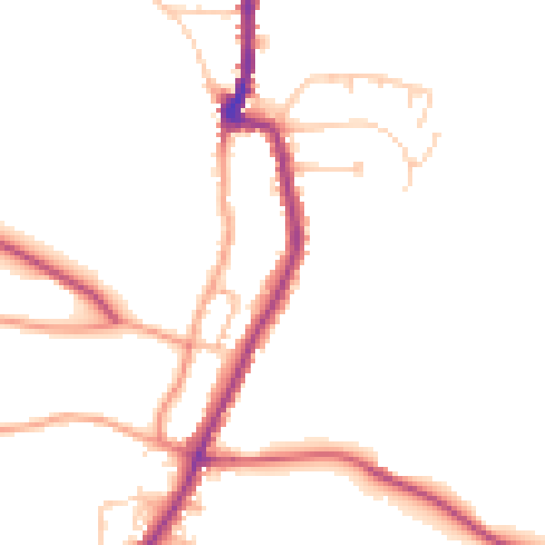 Daytime road noise heatmap for PO36 0AQ