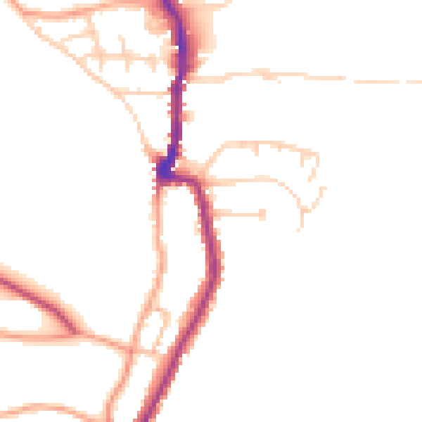 Daytime road noise heatmap for PO36 0AW