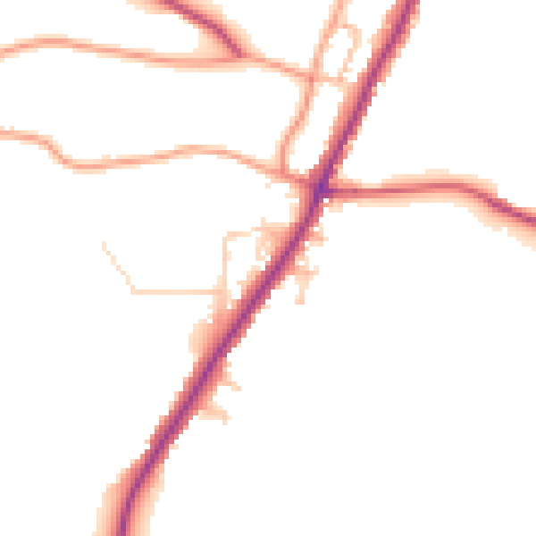 Daytime road noise heatmap for PO36 0BH