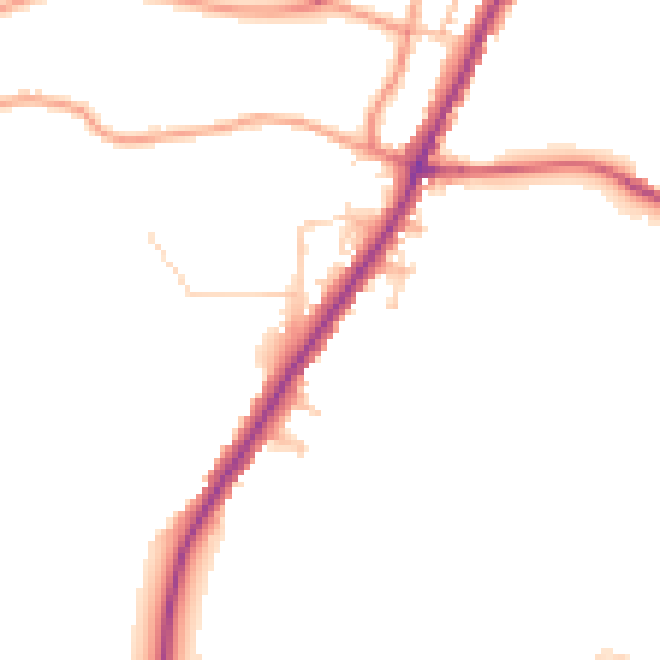 Daytime road noise heatmap for PO36 0BJ