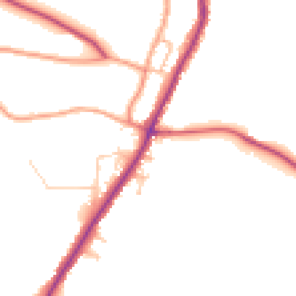 Daytime road noise heatmap for PO36 0BN