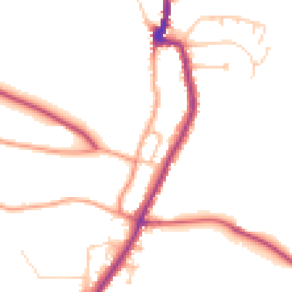 Daytime road noise heatmap for PO36 0BT