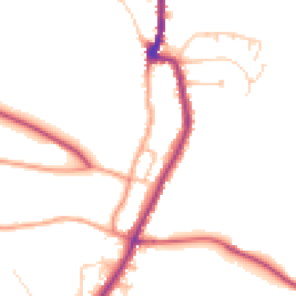 Daytime road noise heatmap for PO36 0BU