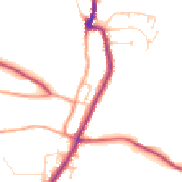 Daytime road noise heatmap for PO36 0BX