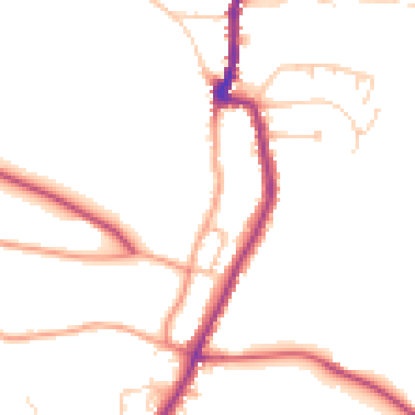 Daytime road noise heatmap for PO36 0BY