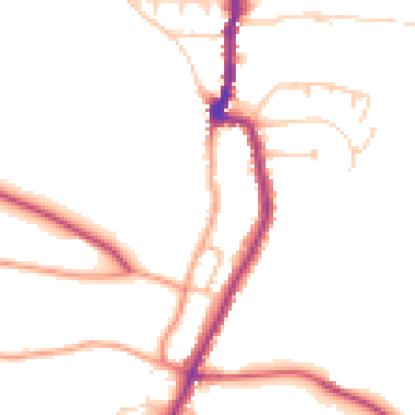 Daytime road noise heatmap for PO36 0DA