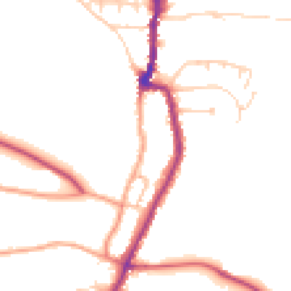 Daytime road noise heatmap for PO36 0DB