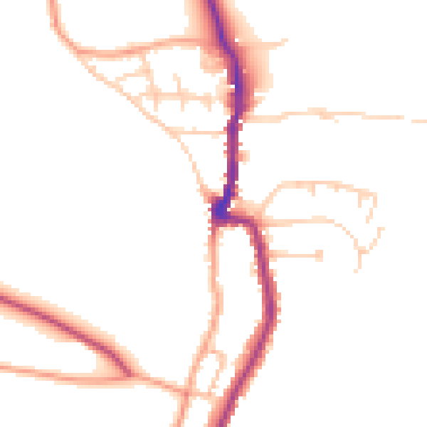 Daytime road noise heatmap for PO36 0DF