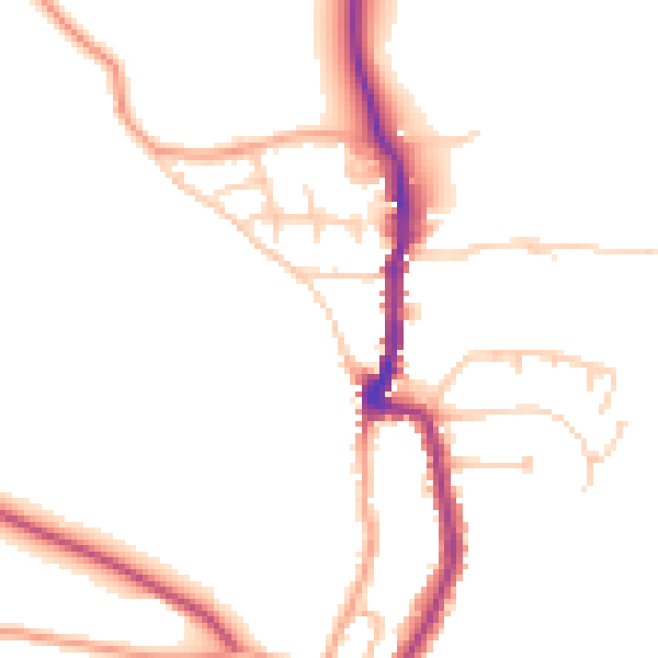 Daytime road noise heatmap for PO36 0DP