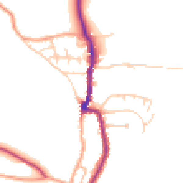 Daytime road noise heatmap for PO36 0DQ