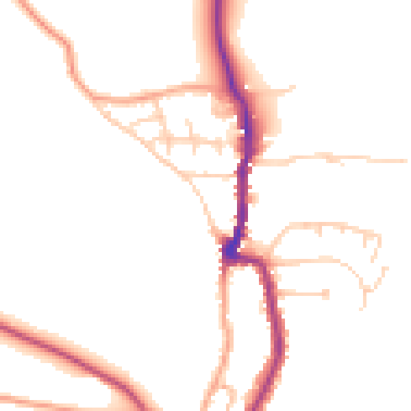 Daytime road noise heatmap for PO36 0DW