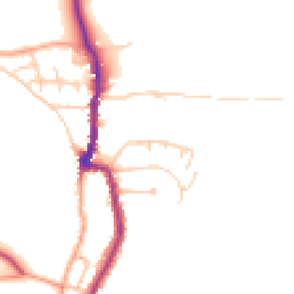 Daytime road noise heatmap for PO36 0DX
