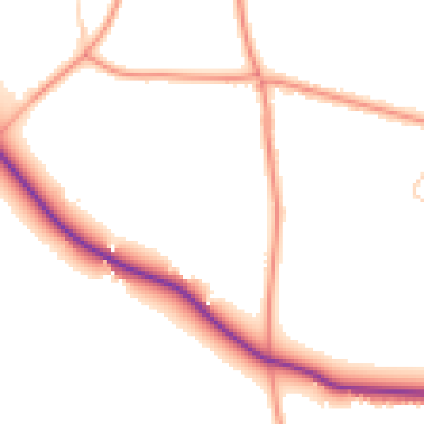 Daytime road noise heatmap for PO36 0EG