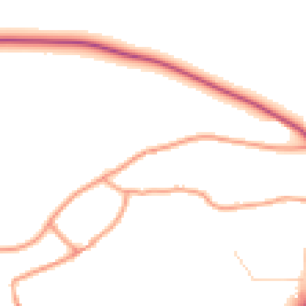 Daytime road noise heatmap for PO36 0ES