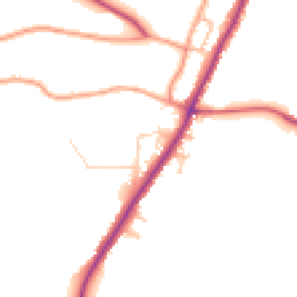 Daytime road noise heatmap for PO36 0HP