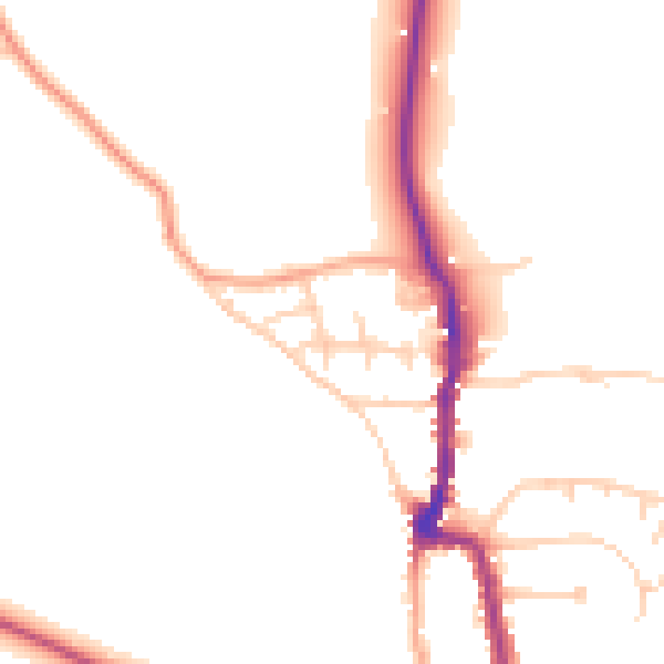 Daytime road noise heatmap for PO36 0HU