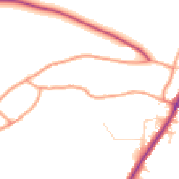 Daytime road noise heatmap for PO36 0HW