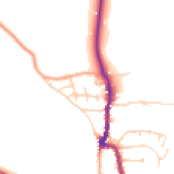 Daytime road noise heatmap for PO36 0HY
