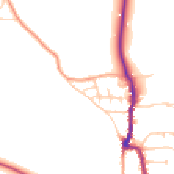 Daytime road noise heatmap for PO36 0JB
