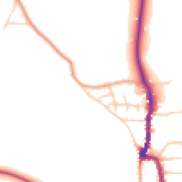 Daytime road noise heatmap for PO36 0JF