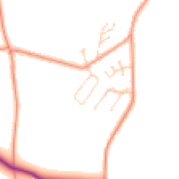 Daytime road noise heatmap for PO36 0JN
