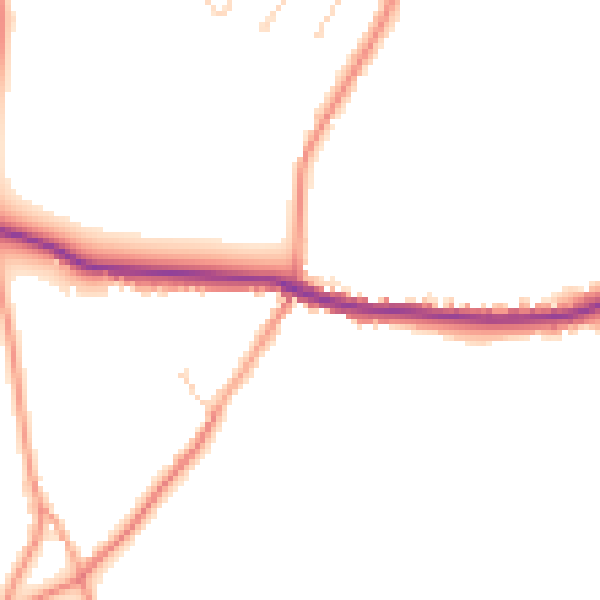 Daytime road noise heatmap for PO36 0JS